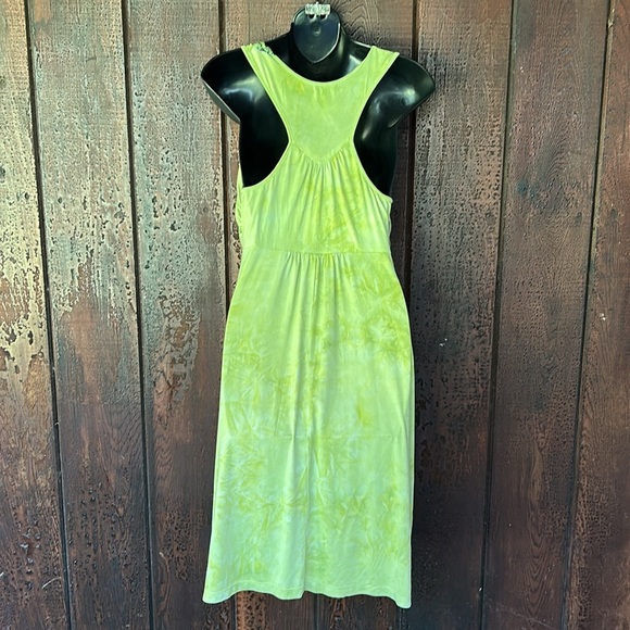 SOLD on EBay-Vintage Y2K One World Sleeveless Slinky Boho Dress V Neck Green M - Picture 6 of 10